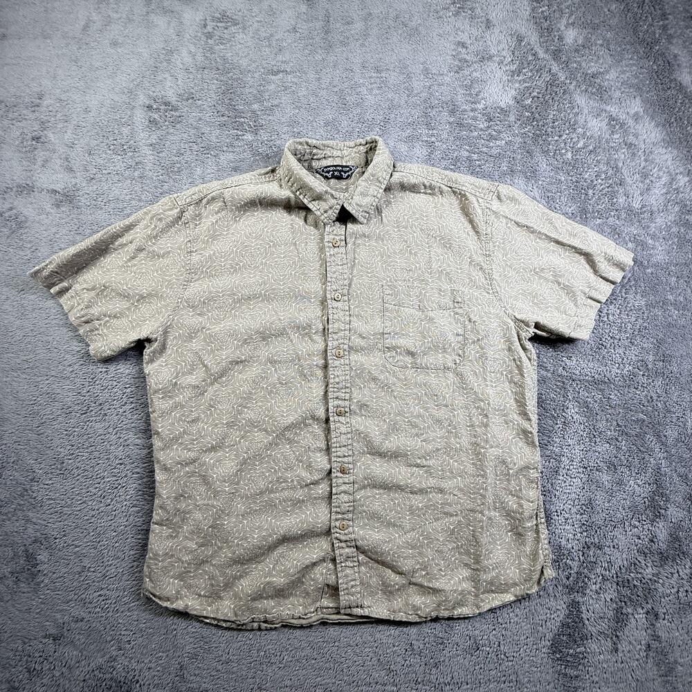 Symbolika Men's Linen Short Sleeve Button Up Shirt Size XL Geometric Pattern